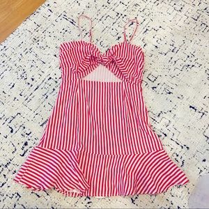 Lovers + Friends Red Seersucker Dress